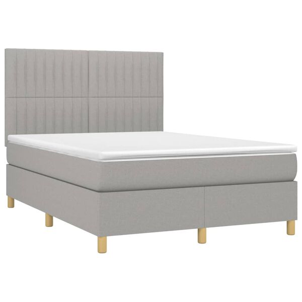 vidaXL Cama box spring con colch&oacute;n tela gris claro 140x200 cm
