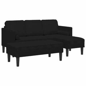 vidaXL Juego de Sof&aacute; 2 uds. Negro Poli&eacute;ster
