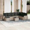vidaXL Set muebles jard&iacute;n 9 pzas y cojines rat&aacute;n sint&eacute;tico gris claro