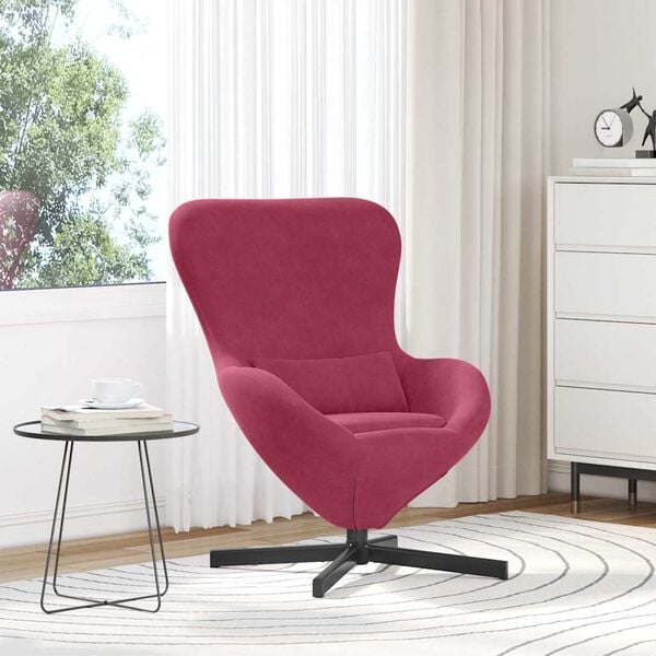 vidaXL Sill&oacute;n huevo Rojo vino 63 x 73 x 90 cm Terciopelo