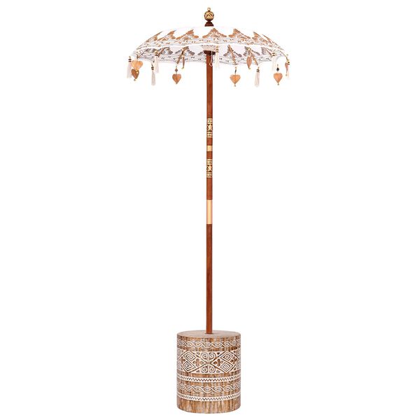 vidaXL Paraguas balinés con base Crema 95 x 95 x 260 cm Algodón