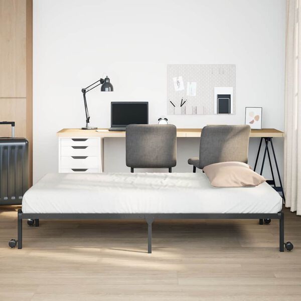 vidaXL Estructura de cama sin colchón plegable negro acero 80x200 cm