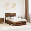vidaXL Estructura de cama con cabecera Madera vieja 135 x 190 cm