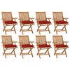 vidaXL Sillas plegables con cojines, 8 unidades, madera maciza de teca.
