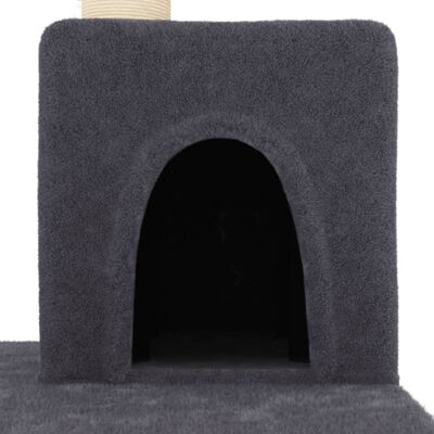 vidaXL Rascador para gatos con postes de sisal gris oscuro 123 cm