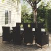 vidaXL Set comedor de jard&iacute;n 9 piezas y cojines rat&aacute;n sint&eacute;tico negro