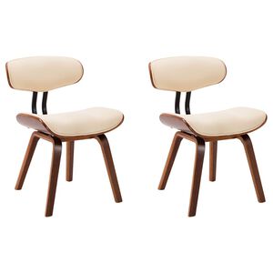 vidaXL Sillas de comedor 2 uds madera curvada y cuero sint&eacute;tico crema