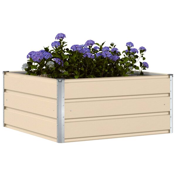 vidaXL Jardinera Marfil 100 x 100 x 45 cm Acero