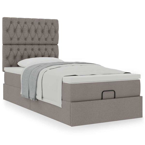 vidaXL Estructura de cama otomana colch&oacute;n tela gris pardo 90x190cm