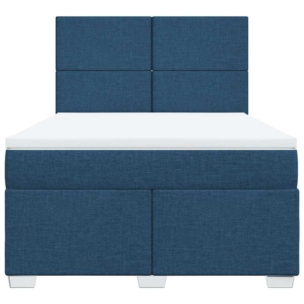 vidaXL Cama box spring con colch&oacute;n tela azul 140x190 cm
