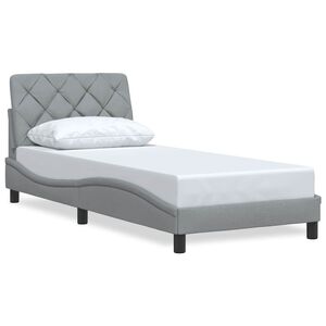 vidaXL Estructura de cama sin colch&oacute;n tela gris claro 90x190 cm