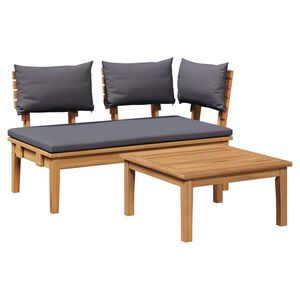 vidaXL Conjunto de banco y mesa de jard&iacute;n 2 uds. Gris y marr&oacute;n