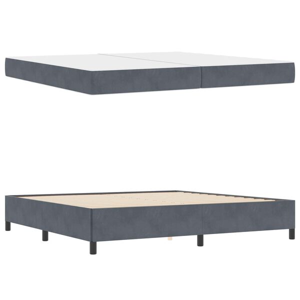 vidaXL Estructura de cama con colch&oacute;n Gris oscuro 200 x 200 cm tela
