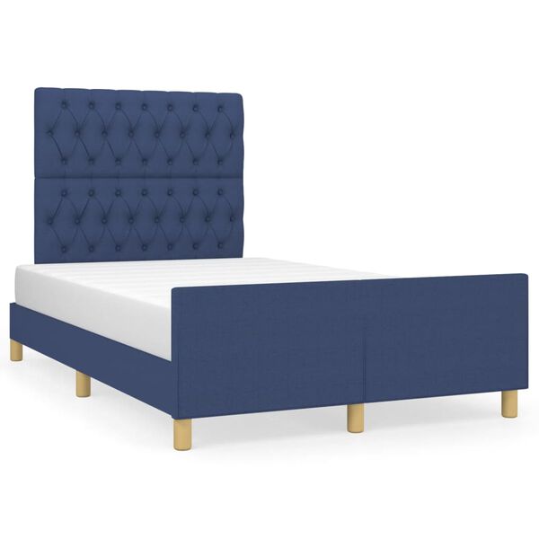 vidaXL Estructura de cama sin colch&oacute;n tela azul 120x190 cm