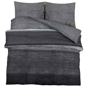 vidaXL Juego de funda n&oacute;rdica gris oscuro y negro 260x240 cm algod&oacute;n