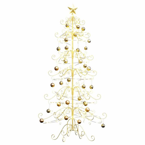 vidaXL Árbol de Navidad de metal con soporte Dorado 215 cm