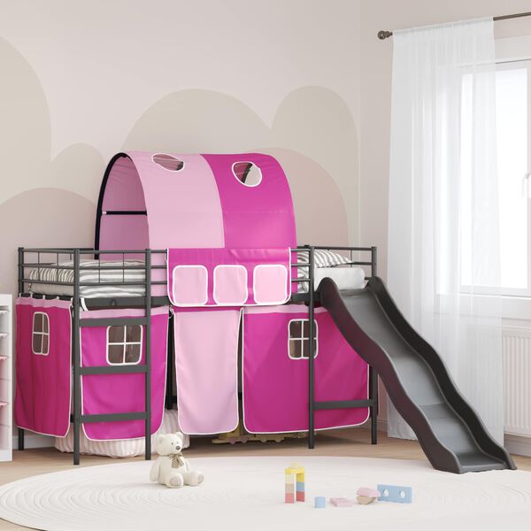 vidaXL Estructura de litera para ni&ntilde;os Negro y Rosa 99,5 x 190 cm