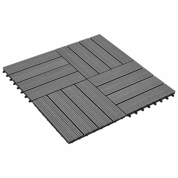 vidaXL Tile de Decking 11 pcs Gris 30 x 30 cm WPC