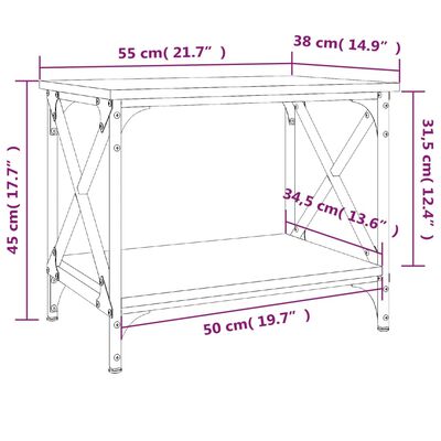 vidaXL Mesa auxiliar madera contrachapada roble ahumado 55x38x45 cm
