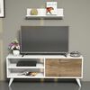Homemania Mueble para TV Party blanco y nogal 120x29,7x48,6 cm