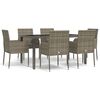 vidaXL Set comedor jardín 7 pzas y cojines ratán sintético gris