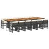 vidaXL Set comedor de jard&iacute;n con cojines 13 pzas rat&aacute;n sint&eacute;tico negro