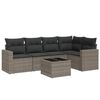 vidaXL Set de muebles de jard&iacute;n 6 pzas y cojines rat&aacute;n sint&eacute;tico gris