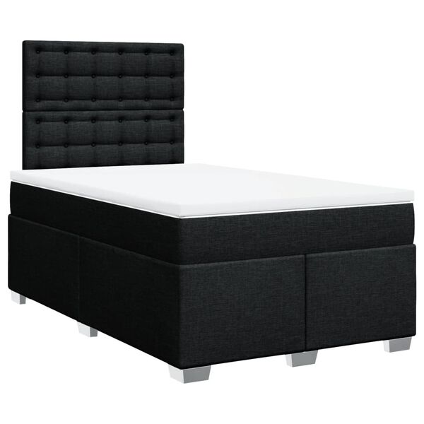 vidaXL Cama box spring con colch&oacute;n tela negro 120x190 cm