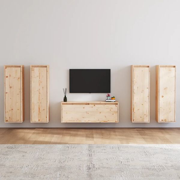 vidaXL Muebles para TV 3 piezas madera maciza de pino