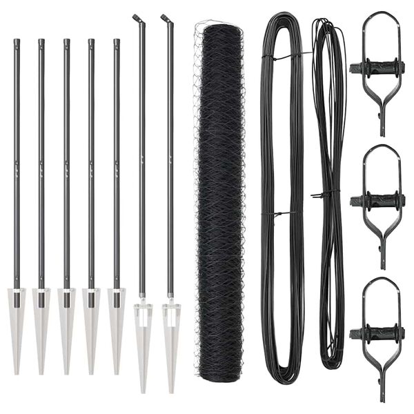 vidaXL Poste de Valla Gris 10 x 1,4 m (malla de 50 mm) Acero y PVC