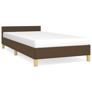 vidaXL Estructura de cama sin colch&oacute;n tela marr&oacute;n oscuro 90x190 cm