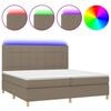 vidaXL Cama box spring colch&oacute;n y luces LED tela gris taupe 200x200 cm