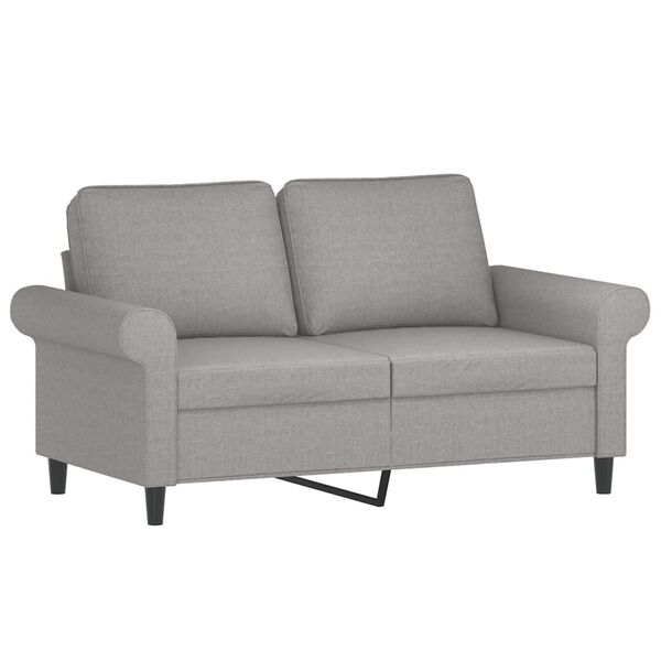 vidaXL Sof&aacute; de 2 plazas con almohadas y cojines tela gris claro 120 cm
