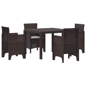 vidaXL Conjunto de Comedor de Jard&iacute;n 5 pcs Marr&oacute;n Polipropileno