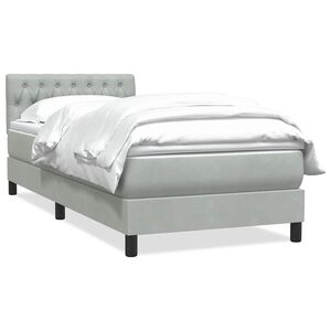 vidaXL Cama box spring con colch&oacute;n terciopelo gris claro 80x210 cm