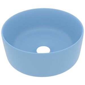 vidaXL Lavabo de lujo redondo cer&aacute;mica azul claro mate 40x15 cm