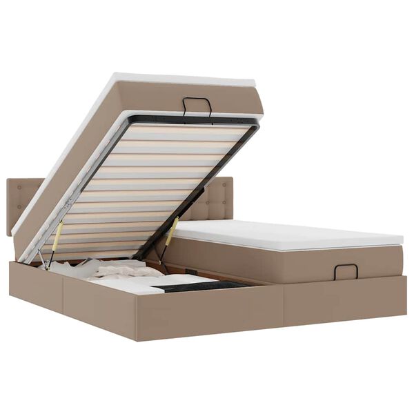vidaXL Estructura cama otomana colchones cappucino cuero sint&eacute;tico