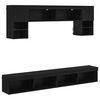 vidaXL Unidades de TV de Pared con LED 6 uds. Roble Negro
