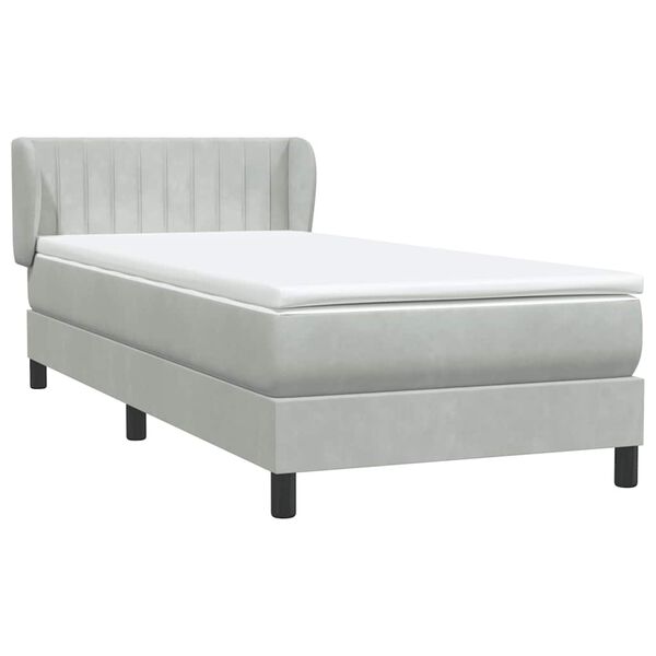 vidaXL Cama box spring con colch&oacute;n terciopelo gris claro 90x210 cm