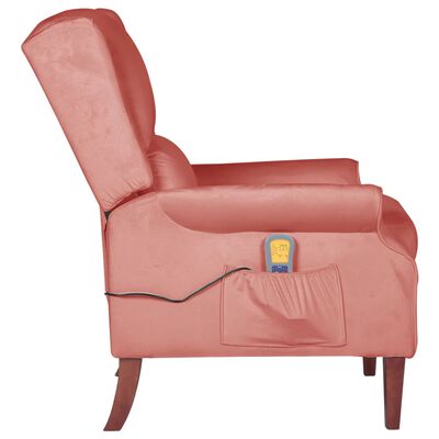 vidaXL Sillón de masaje reclinable de terciopelo rosa