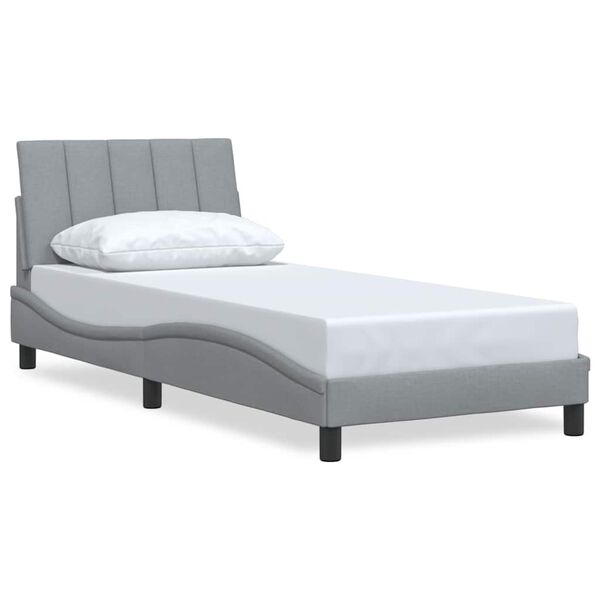 vidaXL Estructura de cama sin colch&oacute;n Hanko tela gris claro 90x200 cm