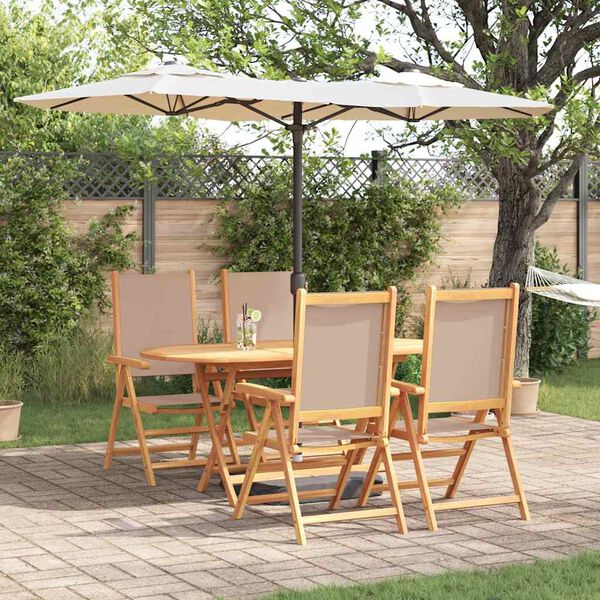 vidaXL Conjunto de Comedor de Jard&iacute;n 5 pcs Taup&eacute;