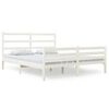 vidaXL Estructura de cama doble sin colch&oacute;n madera maciza blanco