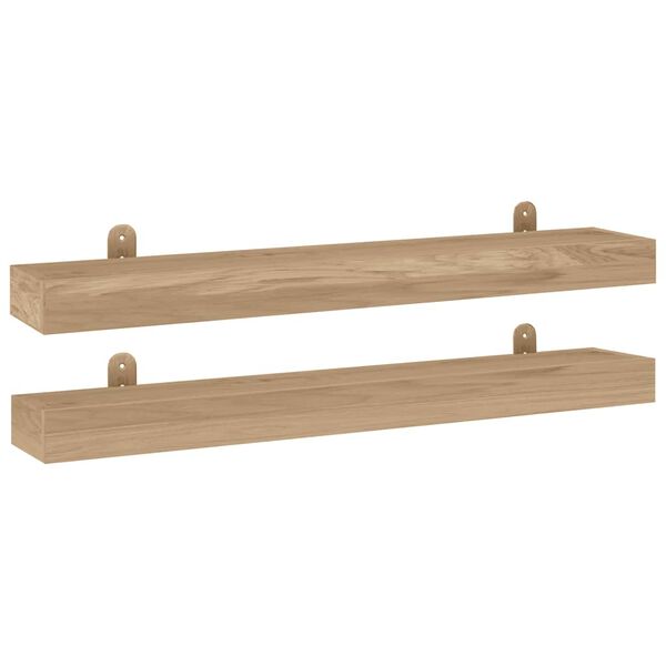 vidaXL Estantes de pared 2 unidades madera maciza de teca 90x15x4 cm