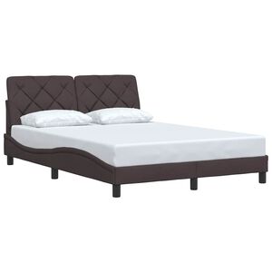 vidaXL Estructura de cama sin colch&oacute;n tela marr&oacute;n oscuro 140x190 cm
