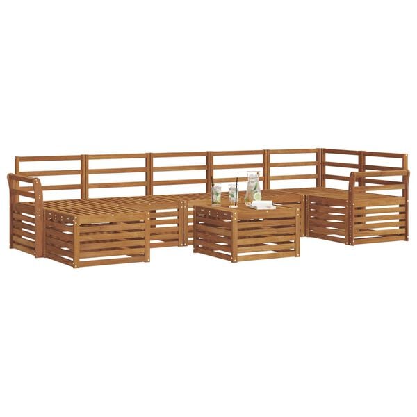 vidaXL Juegos de sof&aacute;s 8 pcs Natural Madera de Acacia S&oacute;lida