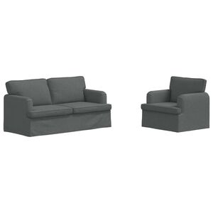 vidaXL Juego de Sof&aacute; 2 uds. Gris oscuro tela