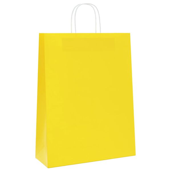 vidaXL Bolsas de papel con asas 50 uds amarillas 32x12x42 cm