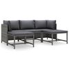 vidaXL Set de muebles de jard&iacute;n 5 pzas y cojines rat&aacute;n sint&eacute;tico gris