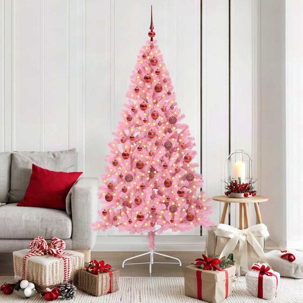vidaXL &Aacute;rbol de Navidad Artificial Preiluminado Rosa 180 cm PVC